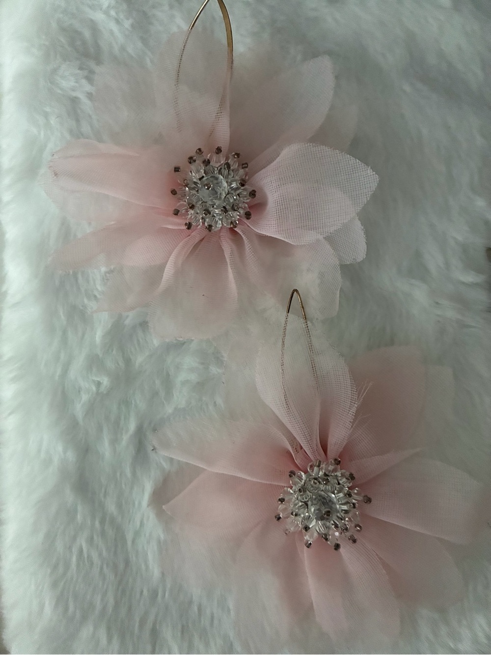 Delicate Pink Floral Drop Earrings